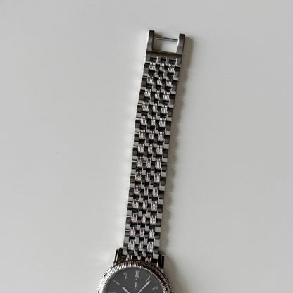 Yves Saint Laurent 1990s Dark Gray Round Dial Stainless Steel Watch