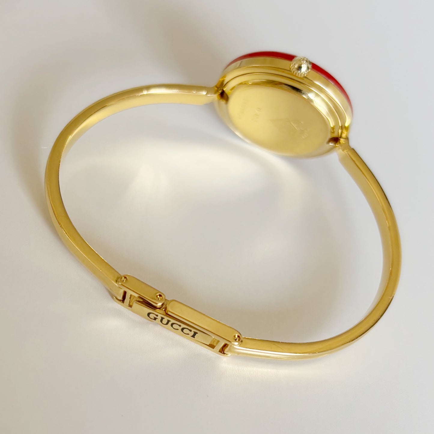 Gucci 1990s Interchangeable Bezel Gold Plated Bangle Watch with 12 bezels, case