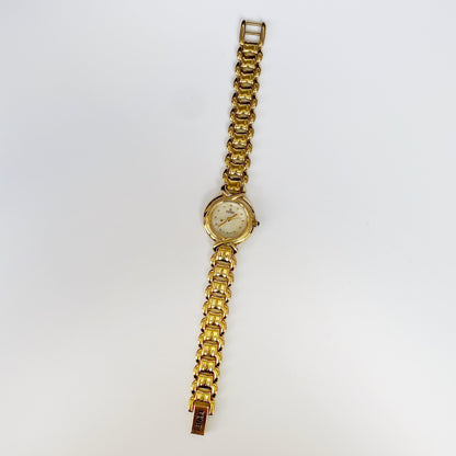 Fendi 1990s Seashell Dial Gold Plated Round Watch