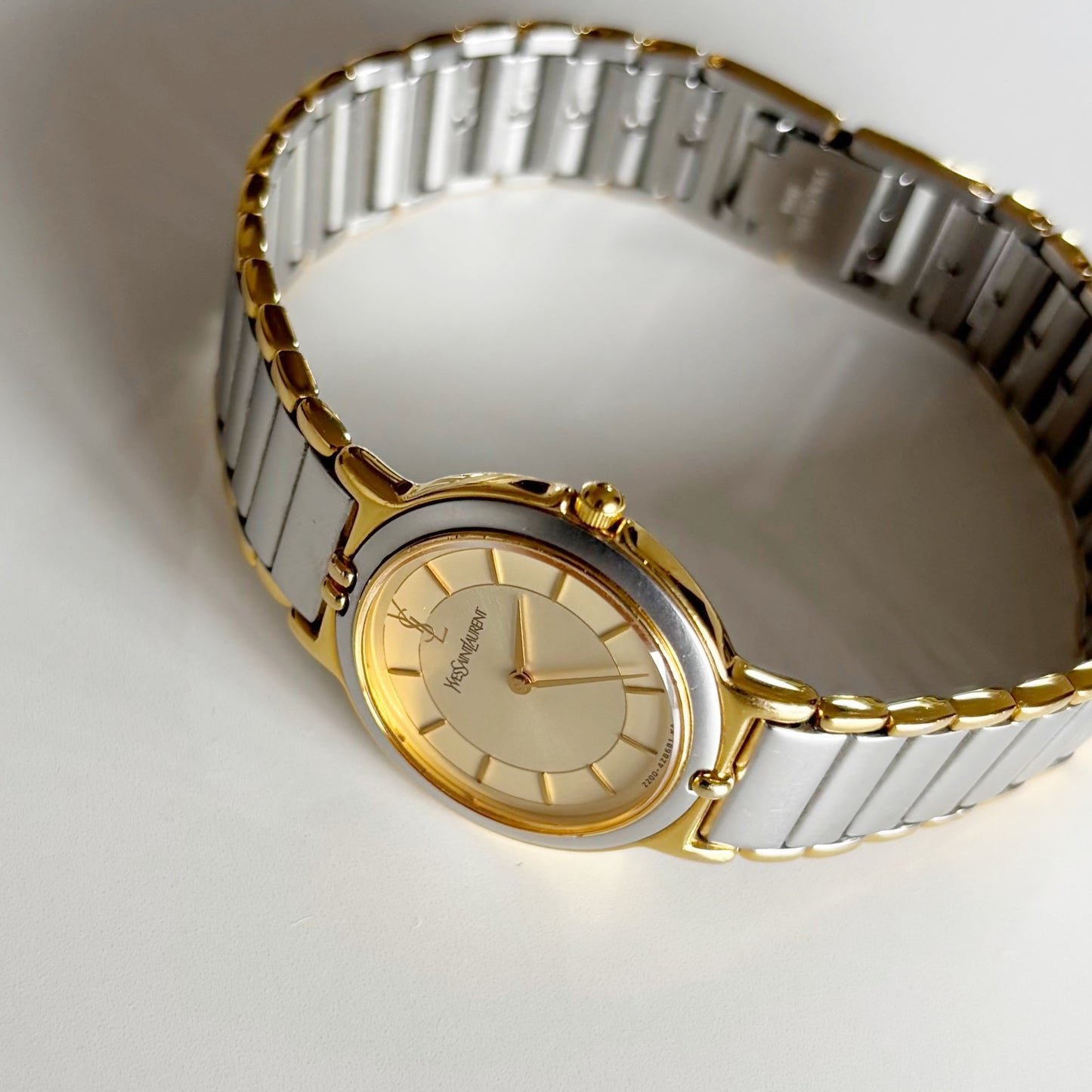 Yves Saint Laurent 1990s Round Dial Two Tone Watch