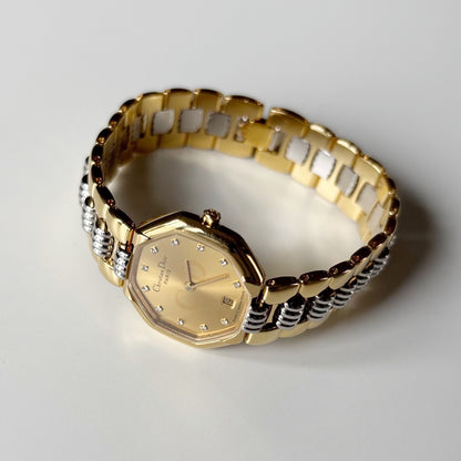 Dior 1990s Octagon Gold Plated Two Tone Watch