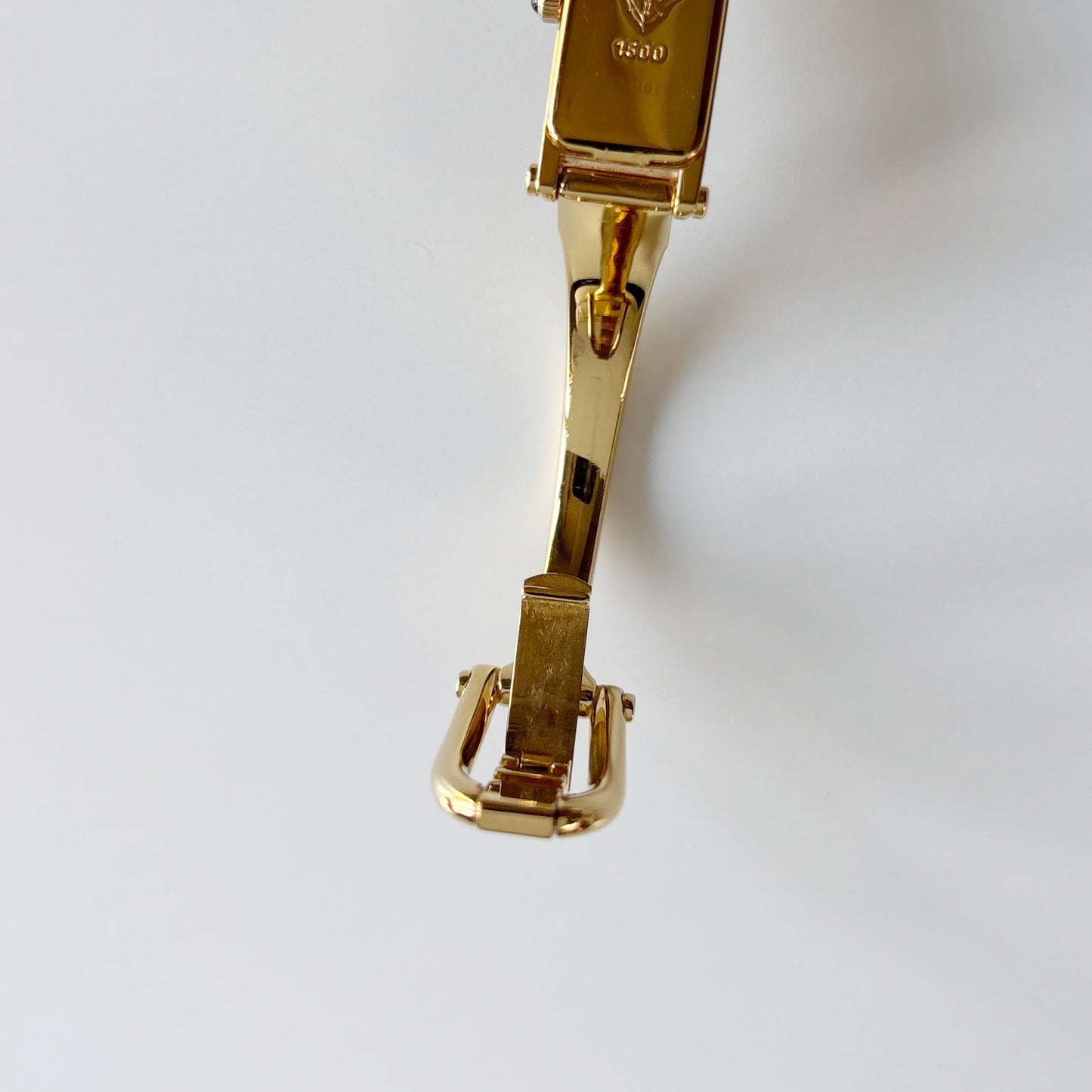 Gucci 1990s Black Dial Gold Plated Bangle Watch