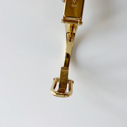 Gucci 1990s Black Dial Gold Plated Bangle Watch