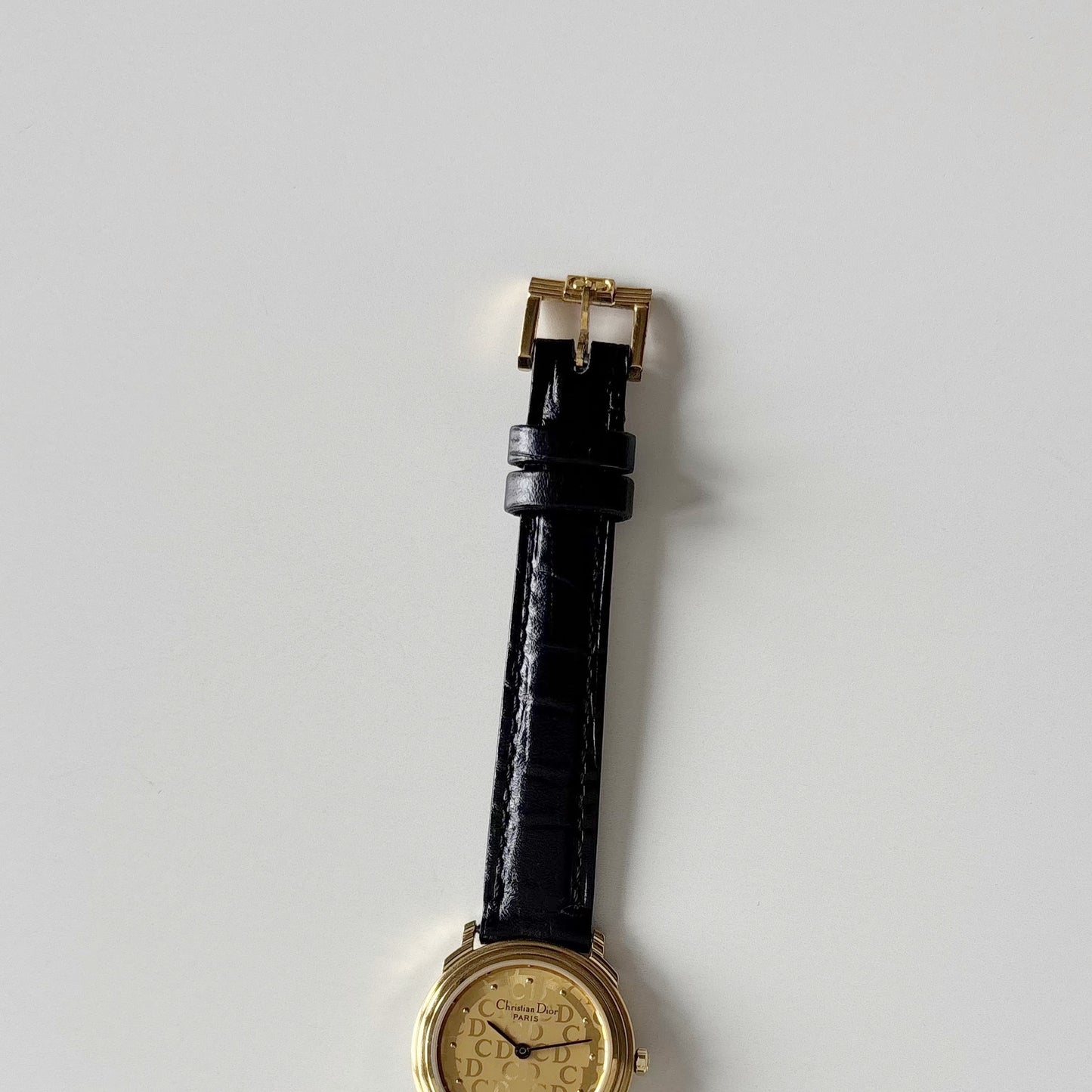 Dior 1990s Date CD Logo Round Dial Gold Plated Watch