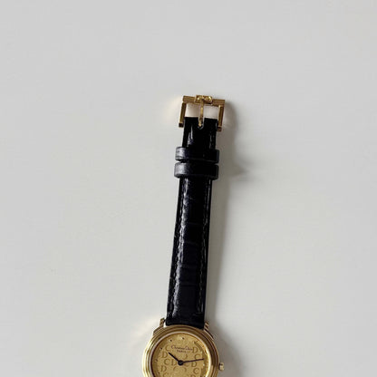 Dior 1990s Date CD Logo Round Dial Gold Plated Watch