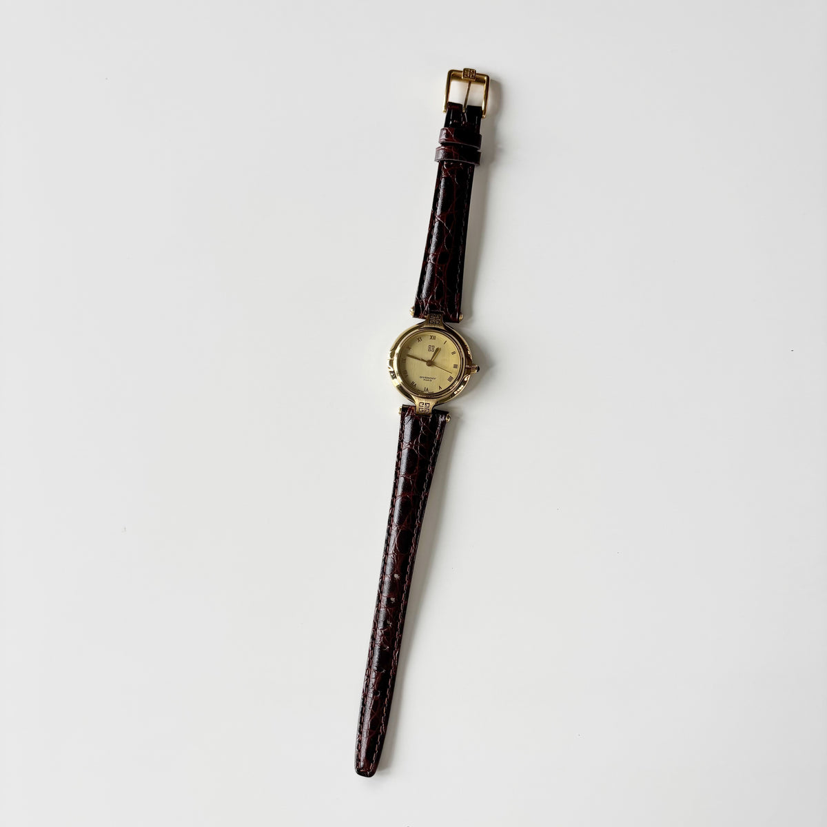 Givenchy 1990s Round Dial Gold Plated Watch