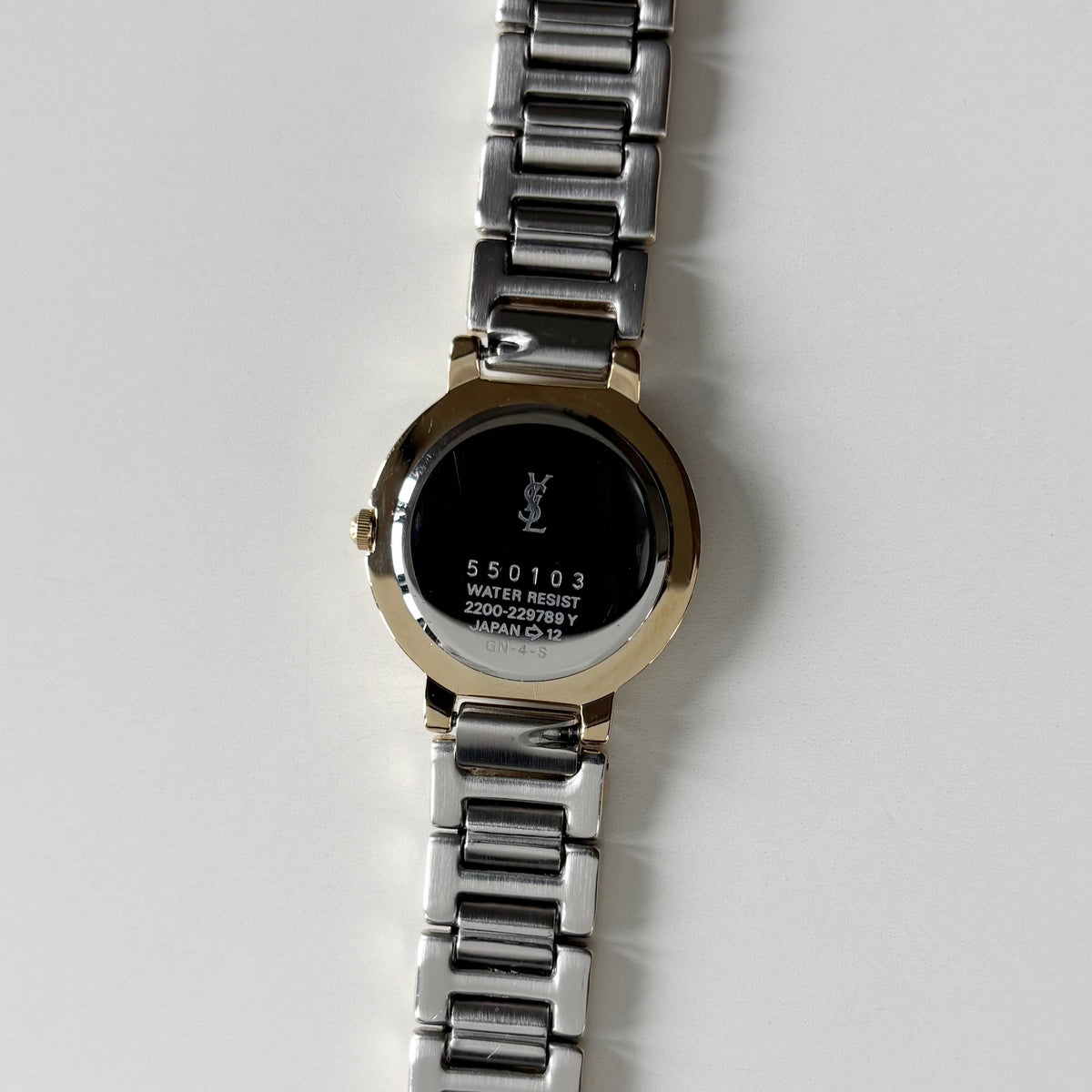 Yves Saint Laurent 1990s Round Dial Two Tone Gold Plated Watch