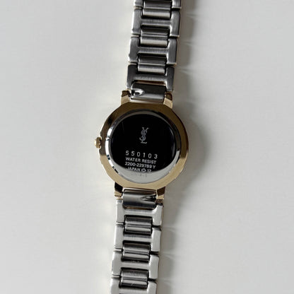 Yves Saint Laurent 1990s Round Dial Two Tone Gold Plated Watch