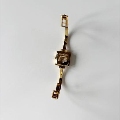 Gucci 1990s Square Dial Gold Plated Bangle Watch