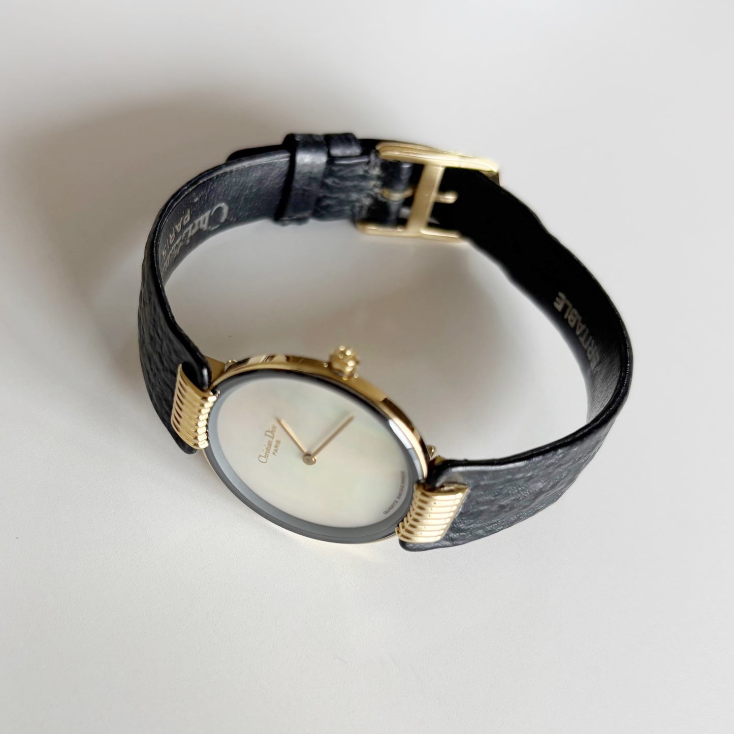 Dior 1990s Seashell Dial Gold Plated Watch