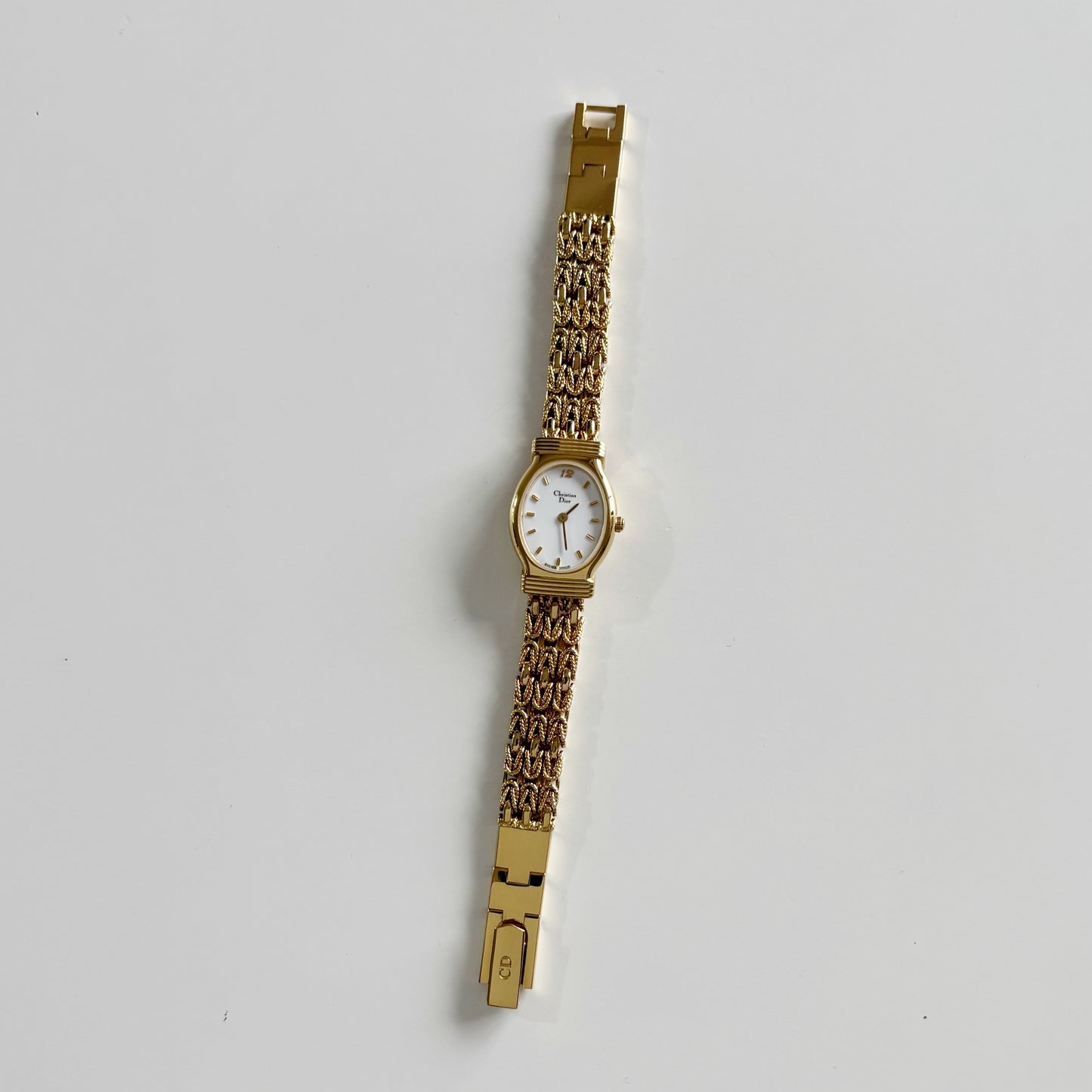 Dior 1990s Oval Dial Gold Plated Watch