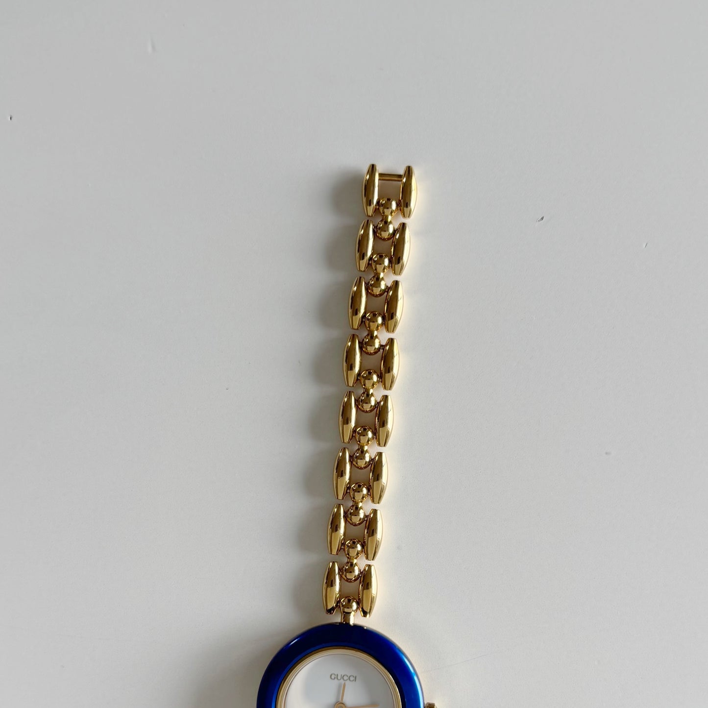 Gucci 1990s Interchangeable Bezel Gold Plated Rice Chain Watch with 6 bezels, case (172mm)