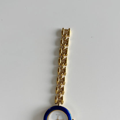 Gucci 1990s Interchangeable Bezel Gold Plated Rice Chain Watch with 6 bezels, case (172mm)