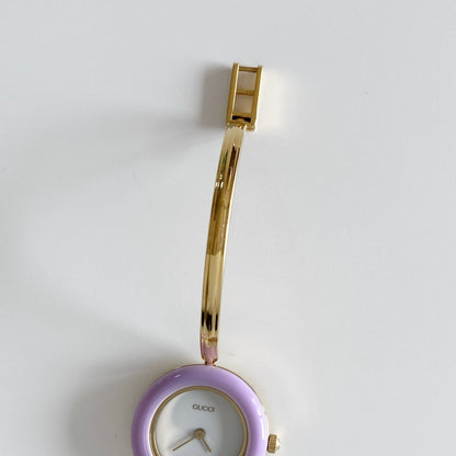 Gucci 1990s Interchangeable Bezel Gold Plated Bangle Watch with 12 bezels, case