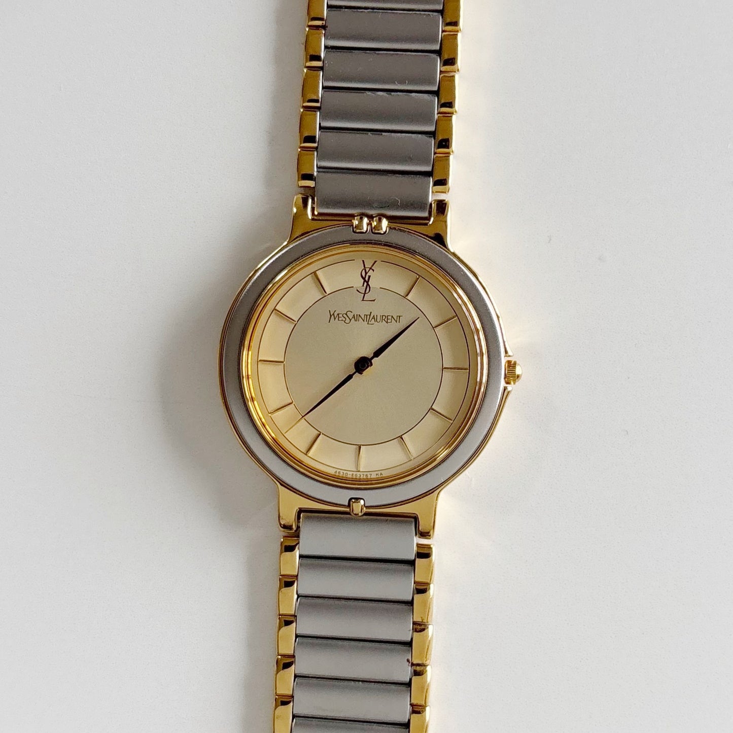 Yves Saint Laurent 1990s Round Dial Two Tone Watch (Large)