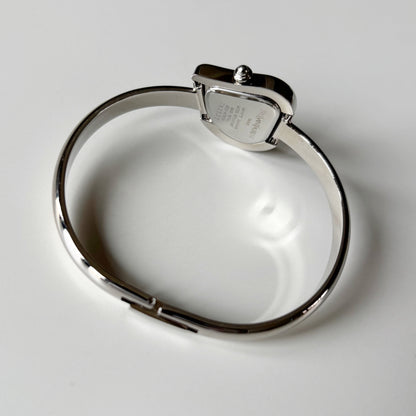 Yves Saint Laurent 1990s Heart Shaped Dial Silver Bangle Watch
