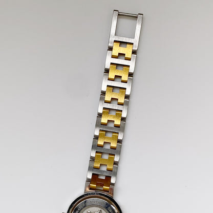 Hermés 1990s Clipper Round Two Tone Watch