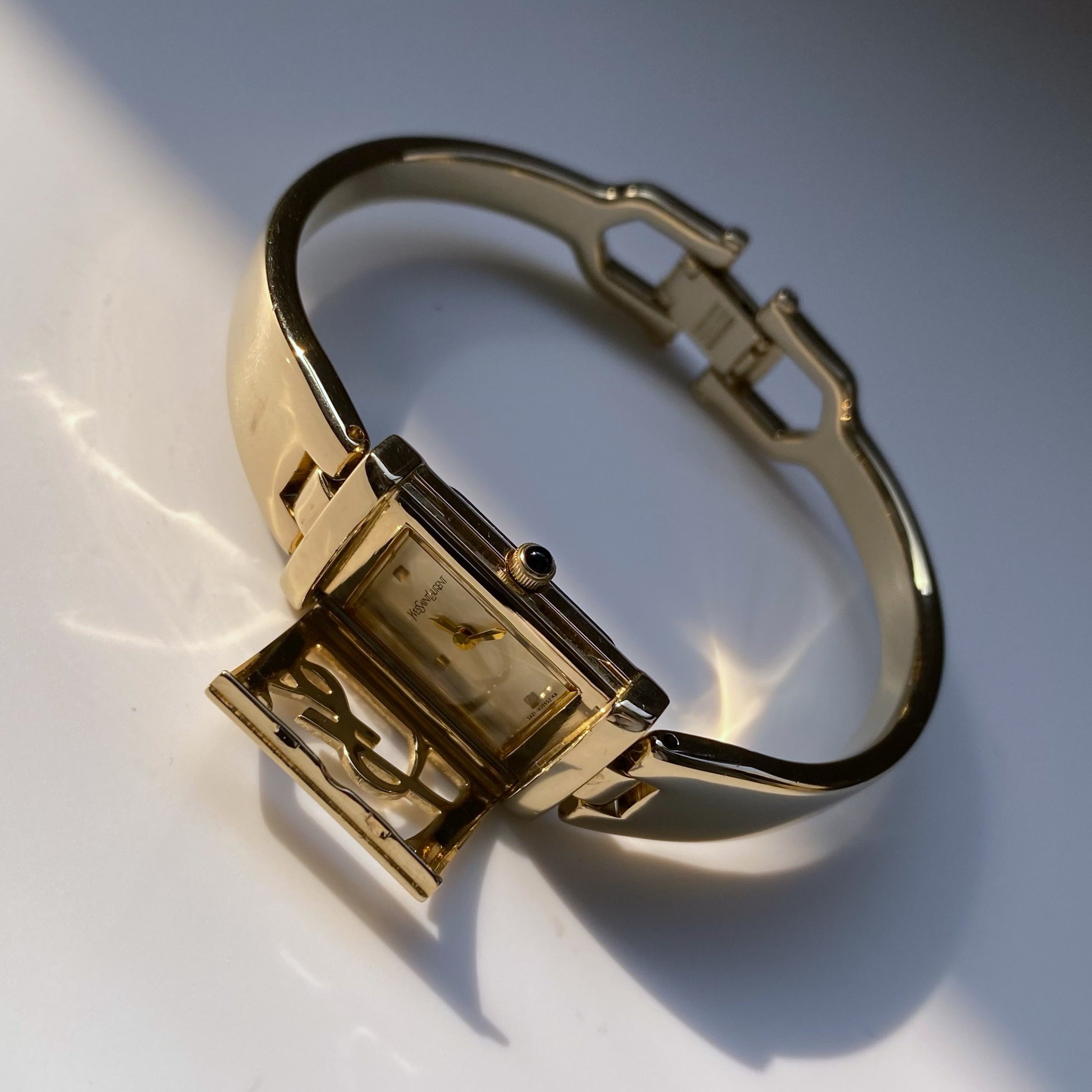 Yves Saint Laurent 1990s Gold Plated Bangle Watch – Lorinaté