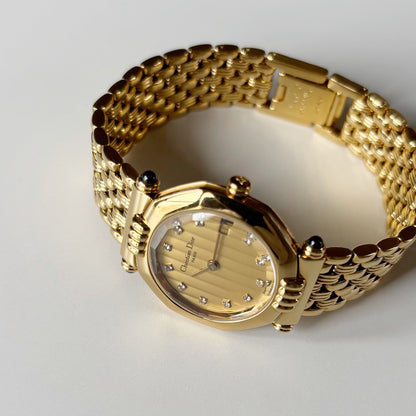 Dior 1990s Octagon Dial Gold Plated Watch