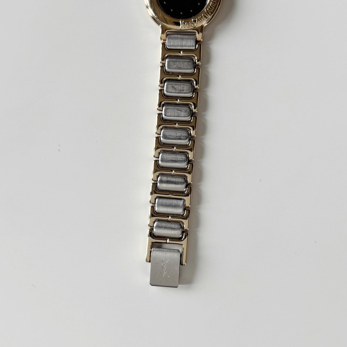 Yves Saint Laurent 1990s Black Dial Two Tone Watch