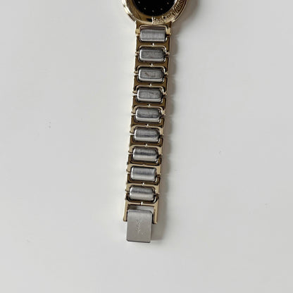 Yves Saint Laurent 1990s Black Dial Two Tone Watch