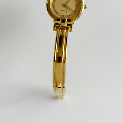 Givenchy 1990s Round Dial Gold Plated Bangle Watch