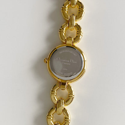 Dior 1990s Round Dial Gold Plated Watch