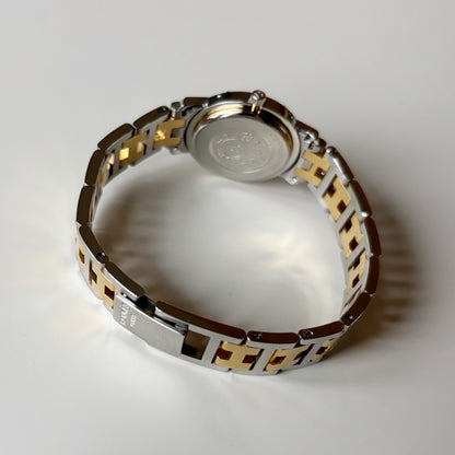 Hermes Early 2000s Clipper White Round Dial Two Tone Watch