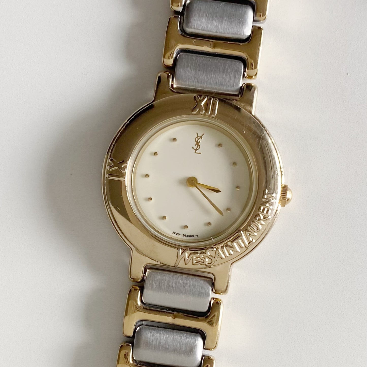 Yves Saint Laurent Round Dial Two Tone Watch
