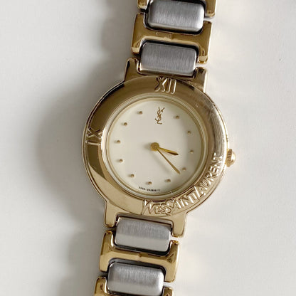 Yves Saint Laurent Round Dial Two Tone Watch
