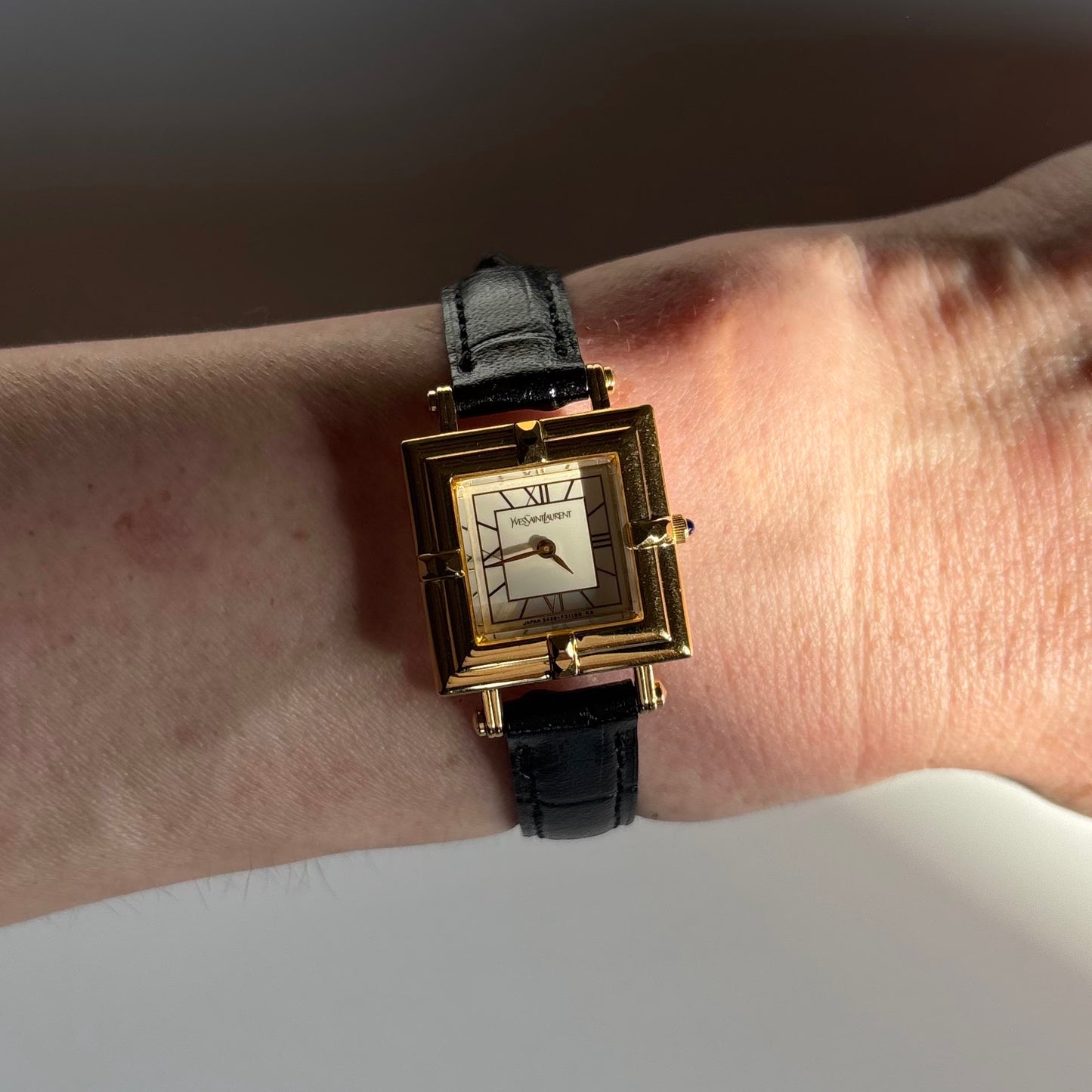 Yves Saint Laurent 1990s Square Dial Gold Plated Watch