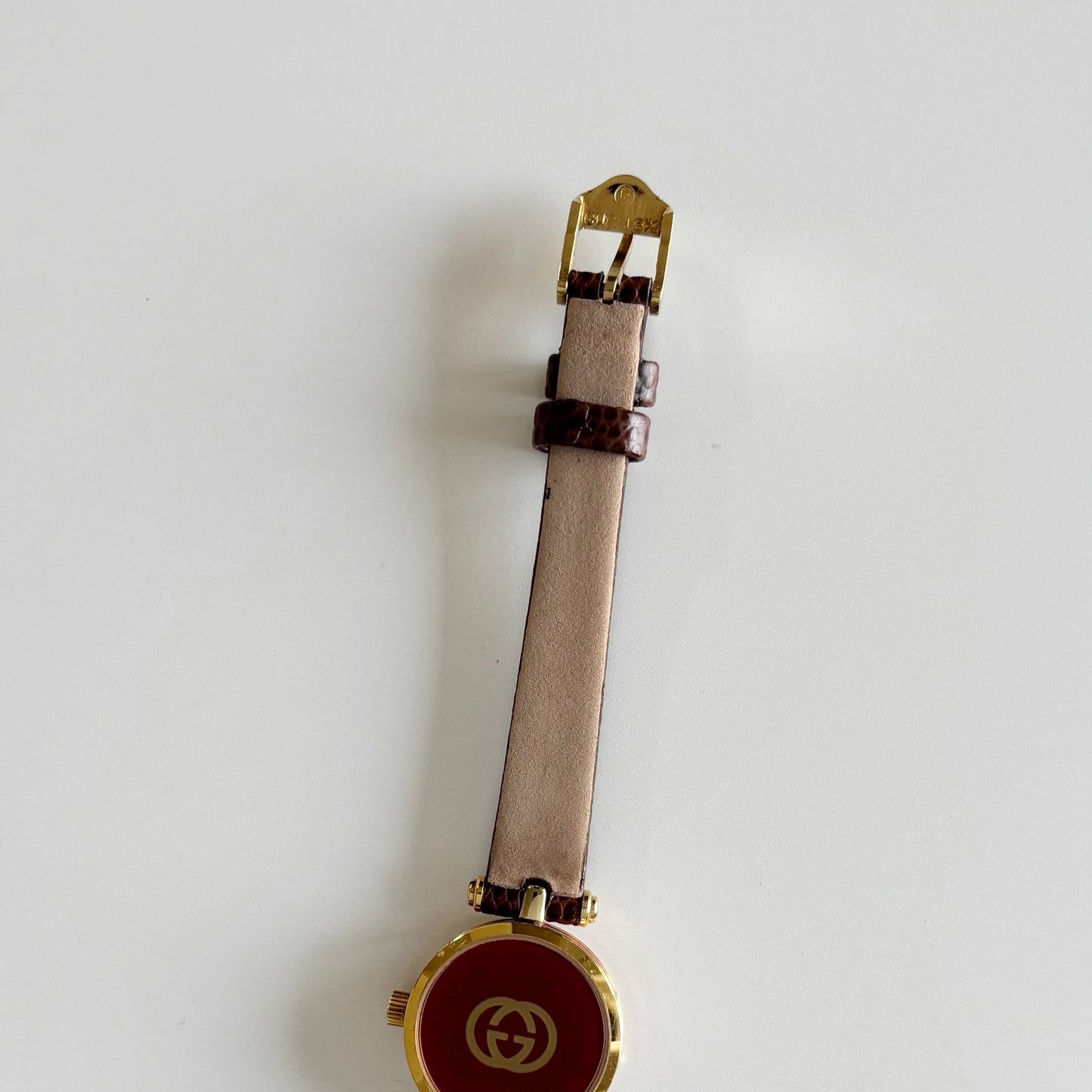 Gucci 1990s Round Gold Dial Gold Plated Watch