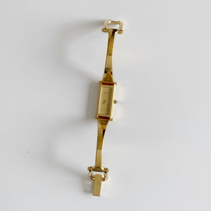 Gucci 1990s Gold Dial Gold Plated Bangle Watch (Small)