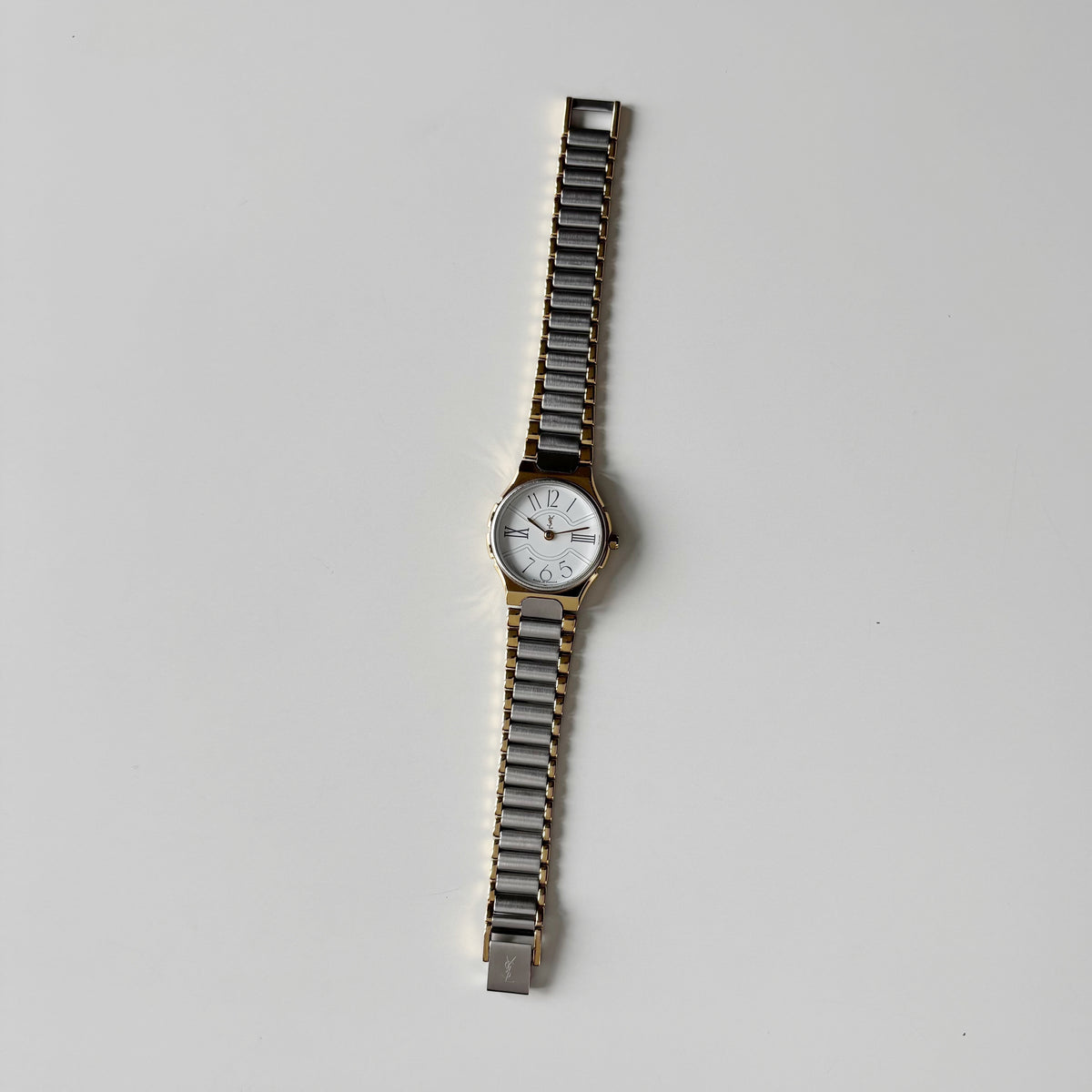 Yves Saint Laurent 1990s Round Dial Two-Tone Gold-Plated Watch
