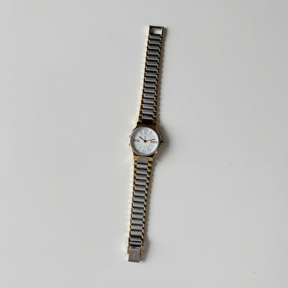 Yves Saint Laurent 1990s Round Dial Two-Tone Gold-Plated Watch