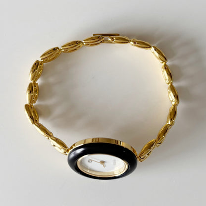 Gucci 1990s Interchangeable Bezel Gold Plated Watch with 6 bezels. case (160mm)