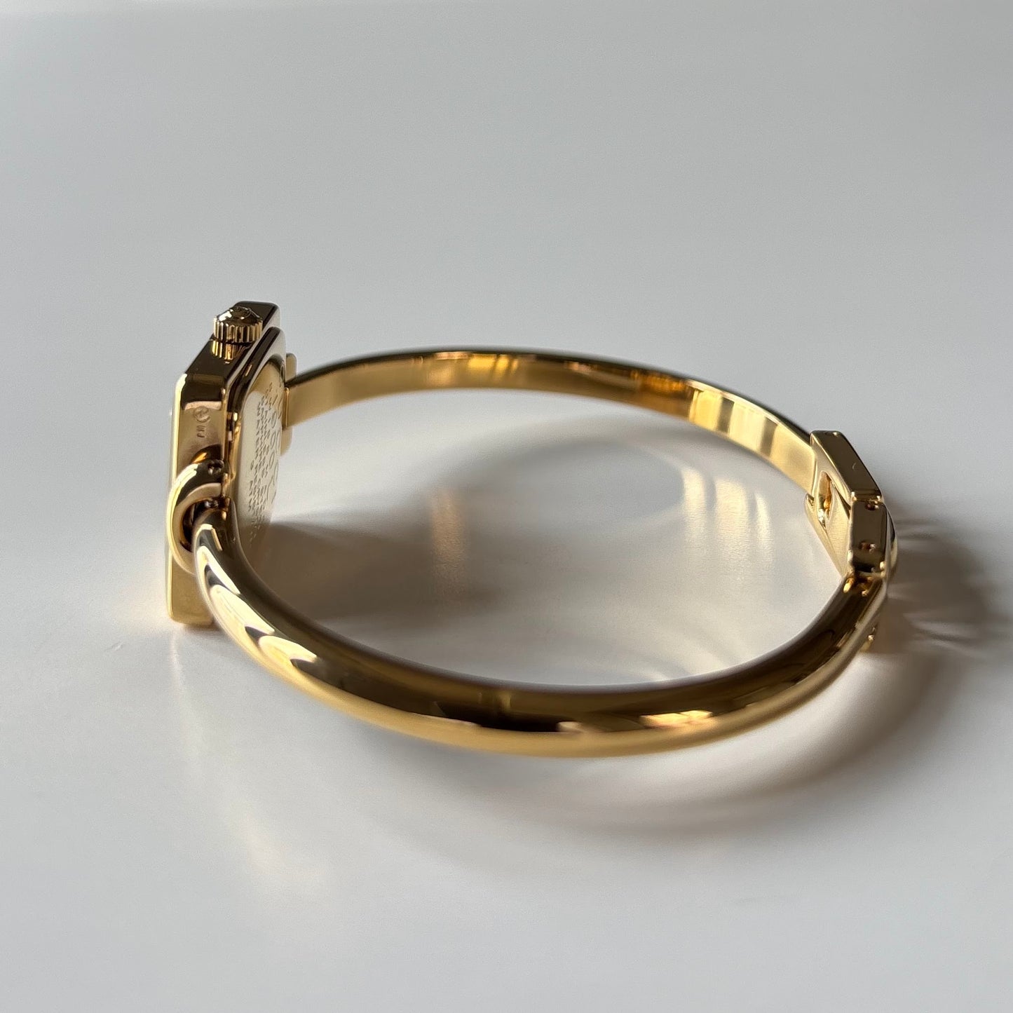 Gucci 1990s Square Dial Gold Plated Bangle Watch
