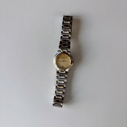 Gucci 1990s Date Gold Round Dial Two Tone Watch