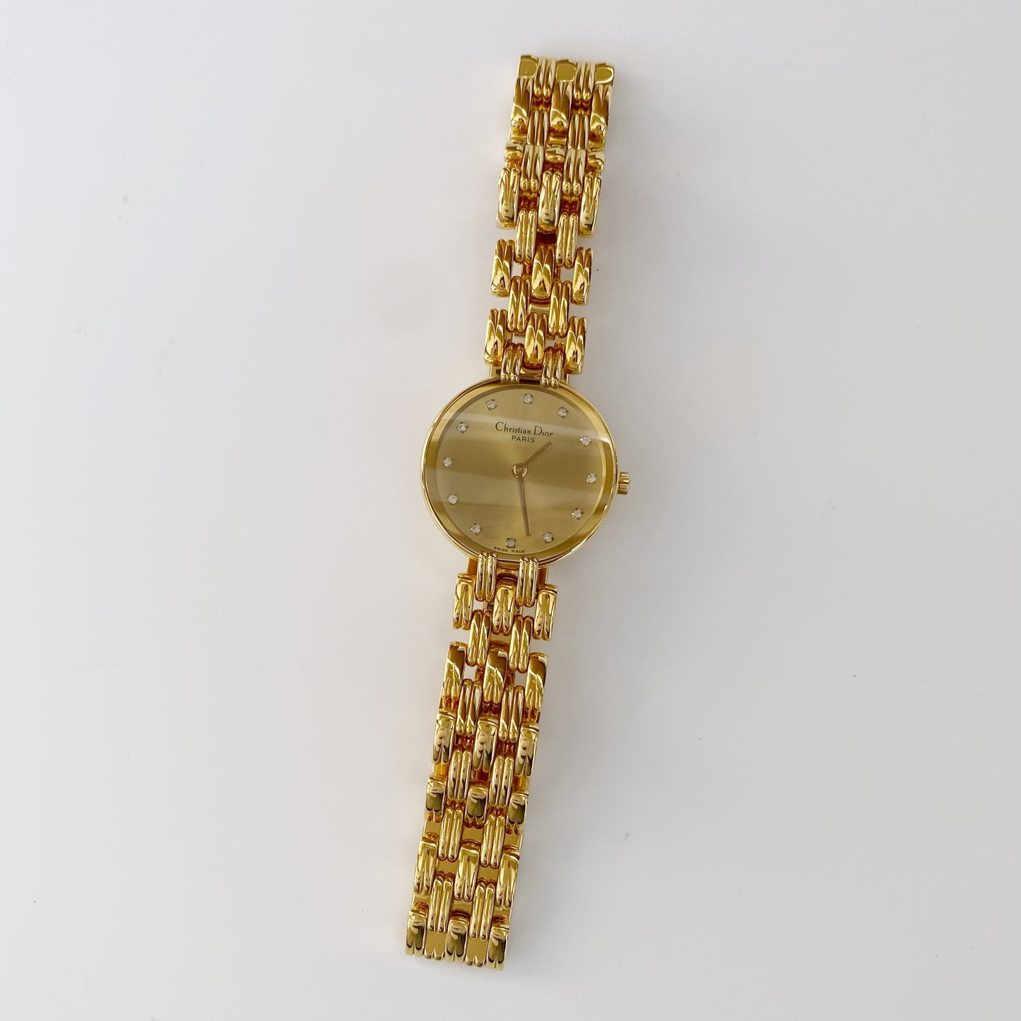 Dior 1990s Bagheera Gold Plated Round Watch