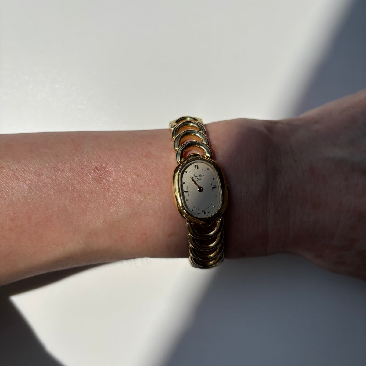 Dior 1990s Oval Dial Gold Plated Watch