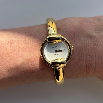 Gucci 1990s Gold Plated Bangle Watch (Small)