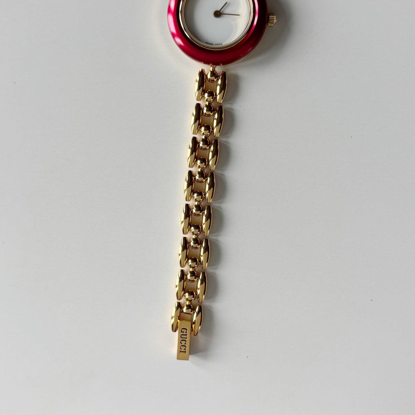 Gucci 1990s Interchangeable Bezel Gold Plated Rice Chain Watch with 6 bezels, case (160mm)