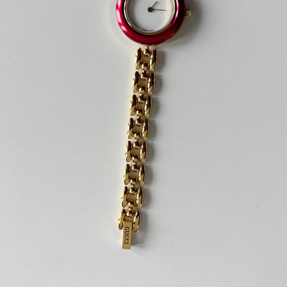 Gucci 1990s Interchangeable Bezel Gold Plated Rice Chain Watch with 6 bezels, case (160mm)