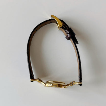 Gucci 1990s Seashell Dial Horsebit Gold Plated Watch