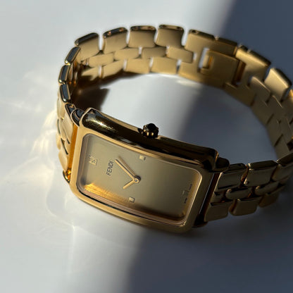 Fendi 1990s Tank Gold Plated Watch (Large)