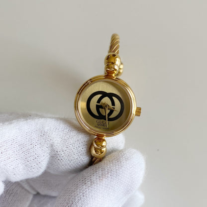 Gucci 1990s Gold Plated Cable Bangle Watch