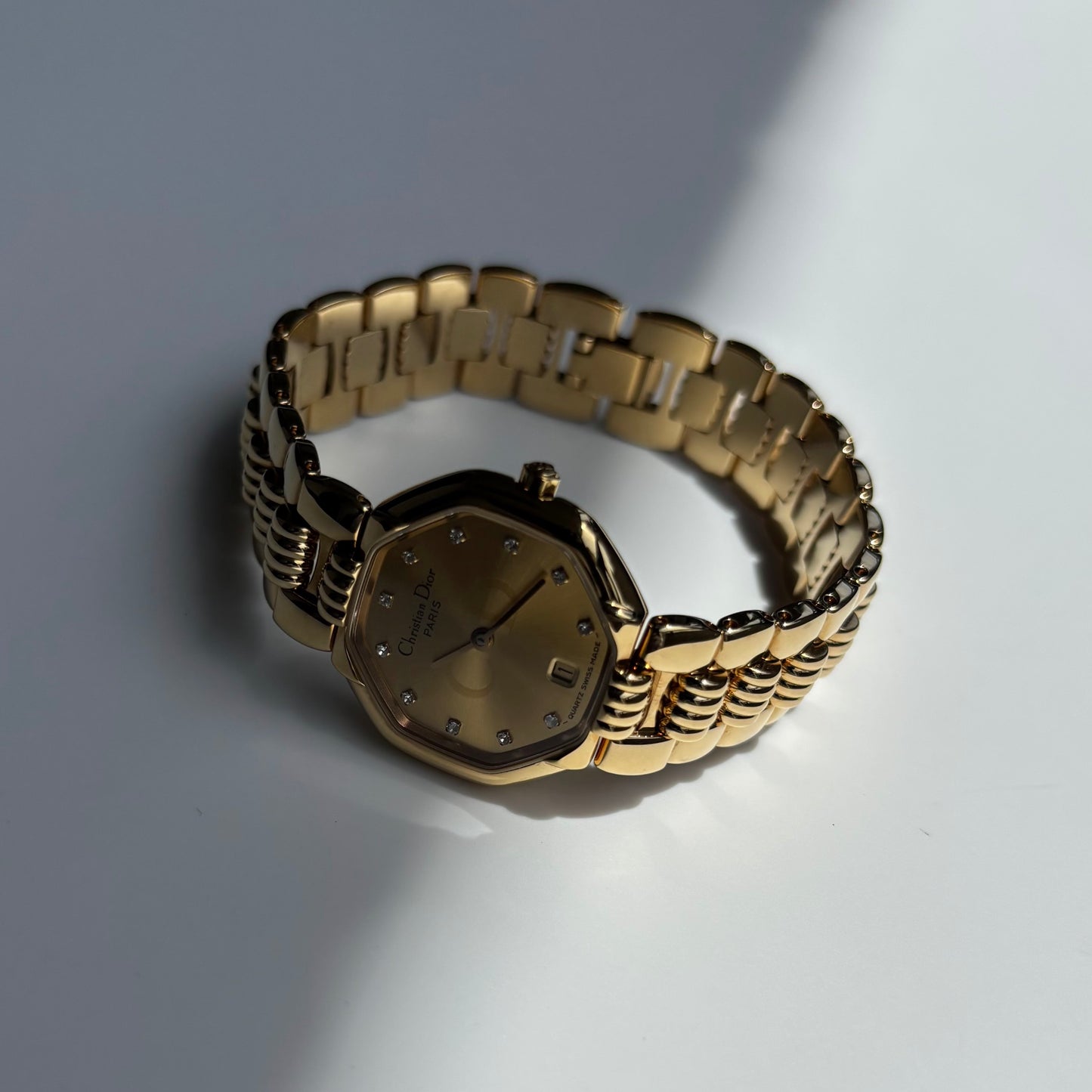 Dior 1990s Octagon Gold Plated Watch