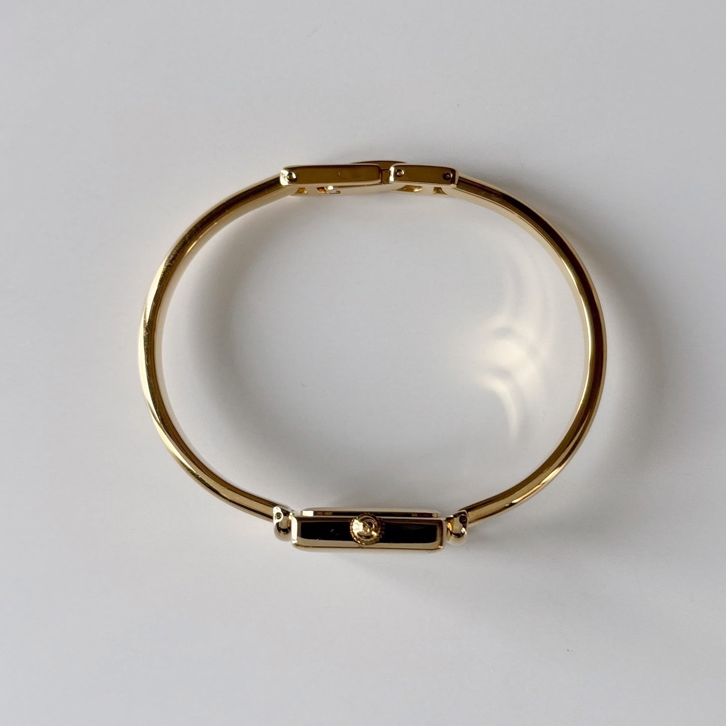 Gucci 1990s Square Dial Gold Plated Bangle Watch