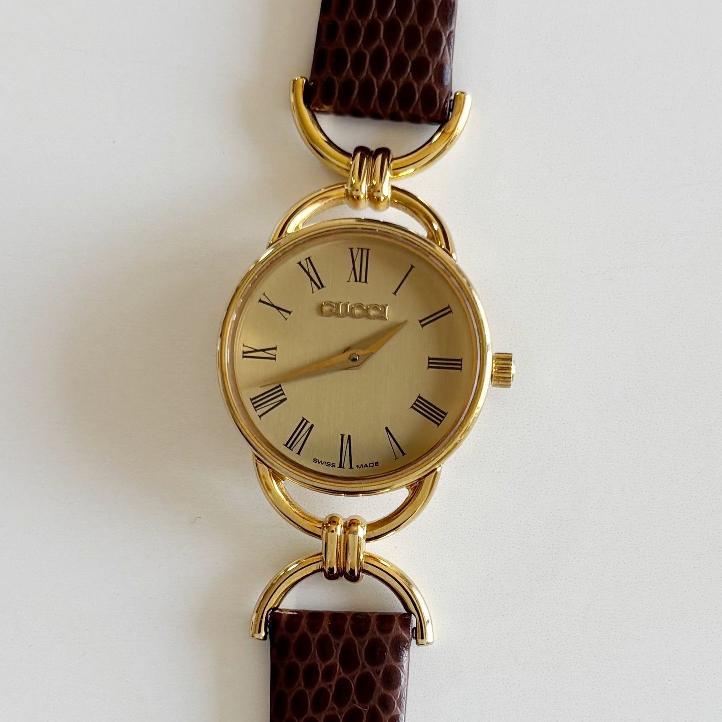 Gucci 1990s Gold Dial Horsebit Gold Plated Watch