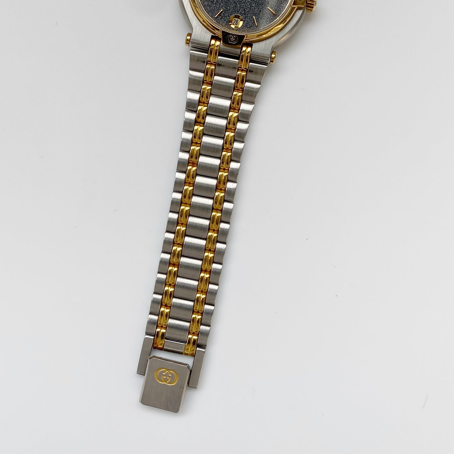 Gucci 1990s Black Dial Two Tone Watch